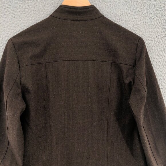 Chicos Blazer Womens 0 US Small Brown Glitter Mandarin Collar French Pocket Work - Picture 4 of 10